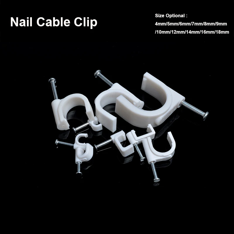 

100pcs/lot Steel Circle Nail Clip 18mm Circle cable clips fix the cable on the wall Steel Nail Cable Clip Electrical Wire Clip