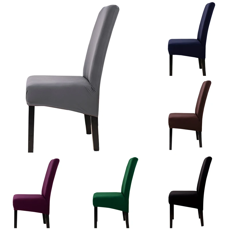 

Pure Color Elastic Flexible Anti-dirty Big Chair Cover For Wedding Banquet Hotel Dining Furniture Seat Cover Large Size XL