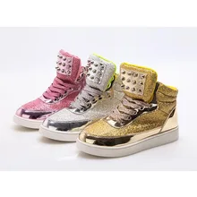 2016 New Bling Kids Children Shoes Girls and Boys Sport Shoes Fashion Casual Children Girls Sneakers High Top Shoes Chaussure