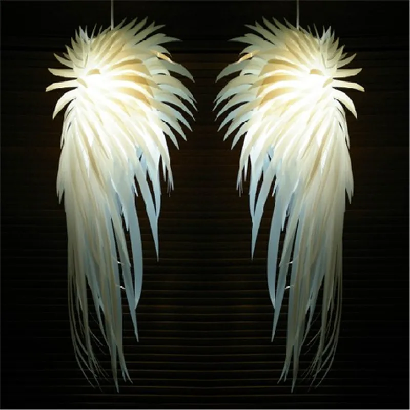 

Modern Creative Feather Pendant Light Restaurant Living Room Bedroom Hotel Decoration Romantic White Angel Wings Acrylic Lamp