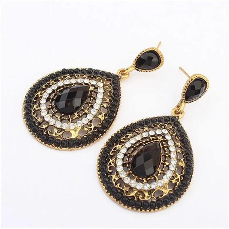 

SexeMara 1 Pair Vintage Drop Earrings For Women Ethnic Resin Multicolor Bead Large Bohemia Dangle Earrings Statement Jewelry