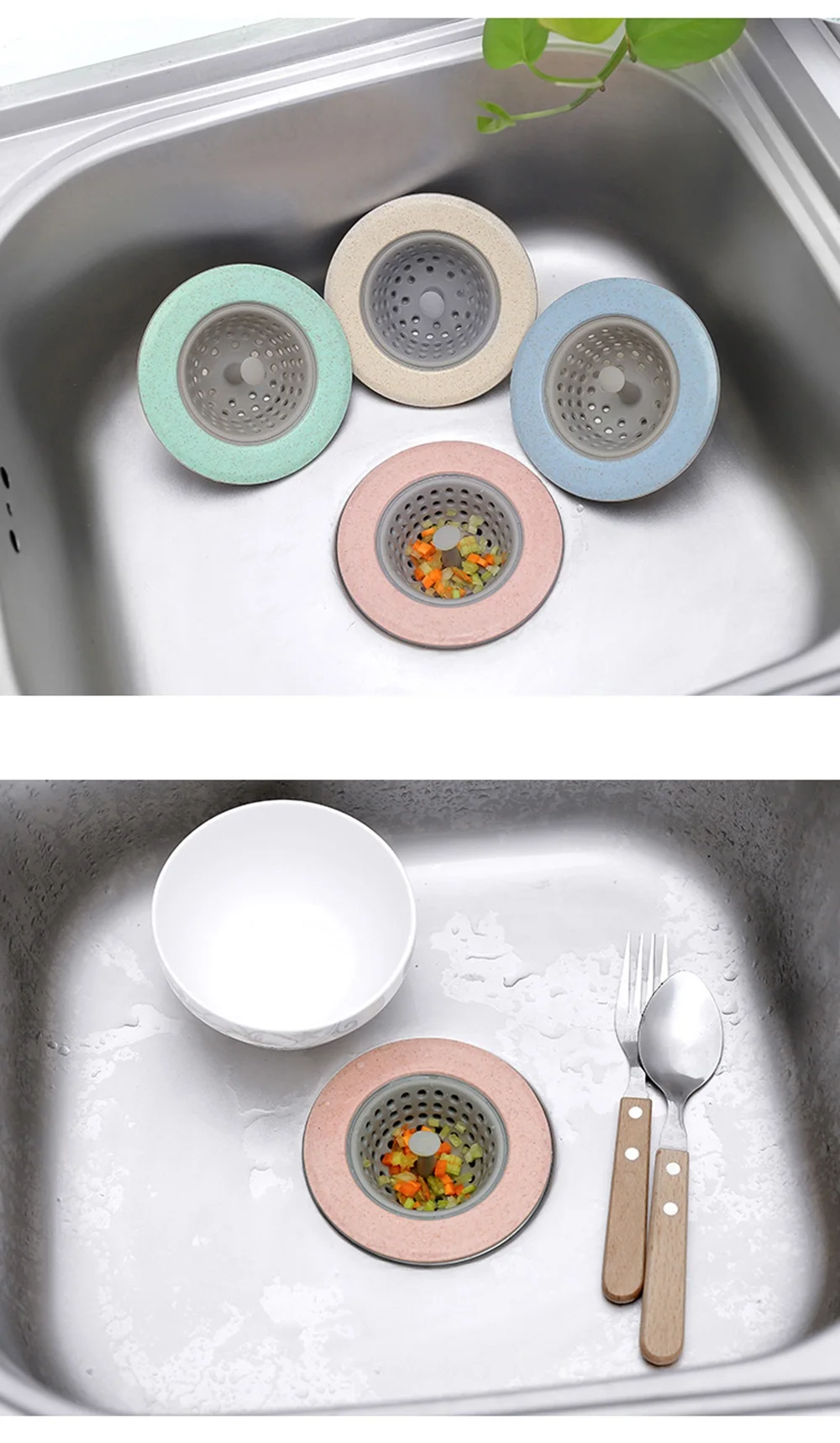 4 цвета силиконовый пшеничный соломенный ситечко для кухонной раковины пищевой рисовой стопор Сливная крышка для ванной Душевой раковины дуршлаг канализационный фильтр для волос