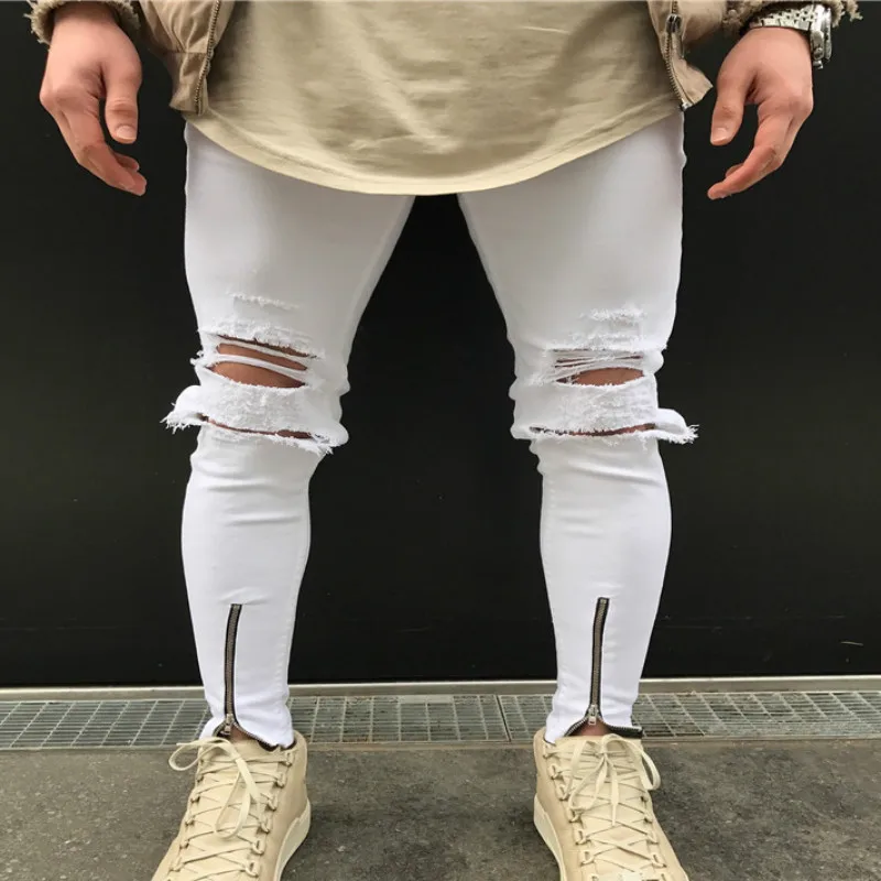 Slim-fit плиссированные джинсы Мужская Локомотив джинсы шить отверстие кожа Мужские штаны модные эластичные ноги джинсы - Цвет: 1831