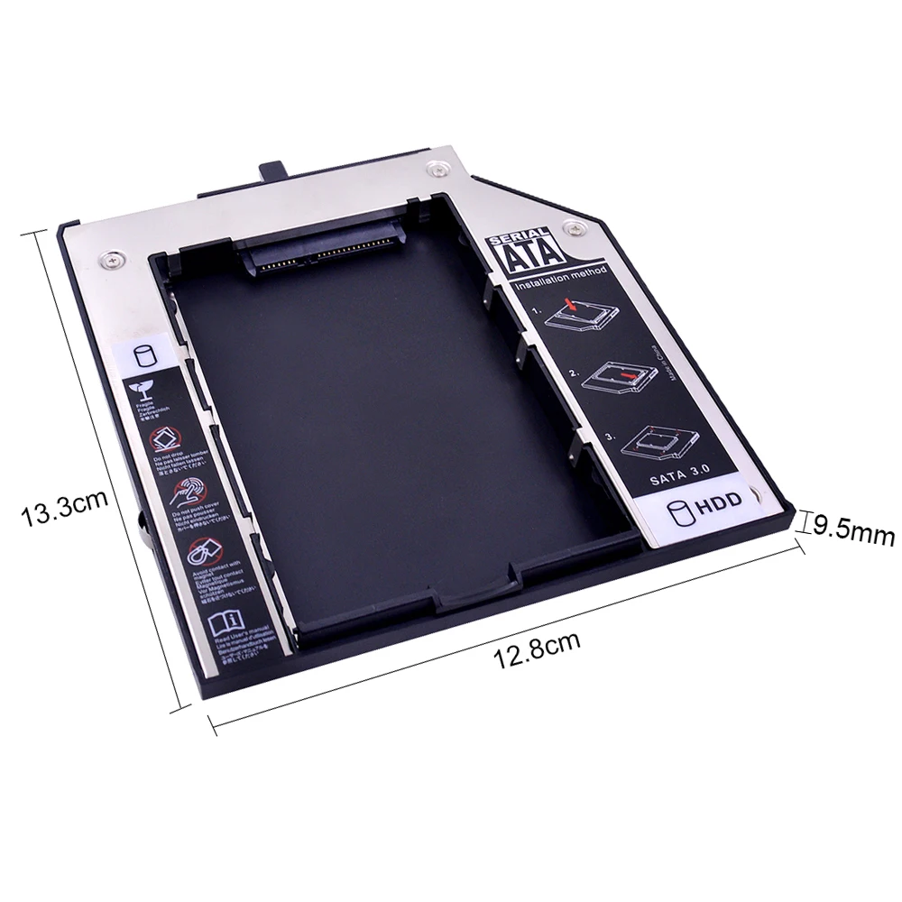 CHIPAL 2nd HDD Caddy 9.5mm SATA 3.0 for 2.5" 2T SSD HDD Enclosure for Lenovo ThinkPad T400 T400s T500 W500 T410 T410s DVD/CD-ROM External Hard Drive Case Hard Drive Enclosure Hard Disk Case External Hard Drive Box HDD Case Enclosure