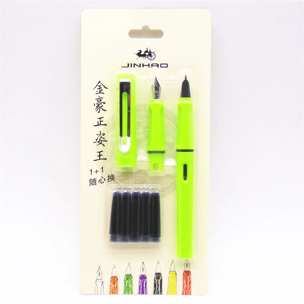 5pcs Blue Ink Jinhao 599 Fluorescent green 2pcs Medium fine nib student