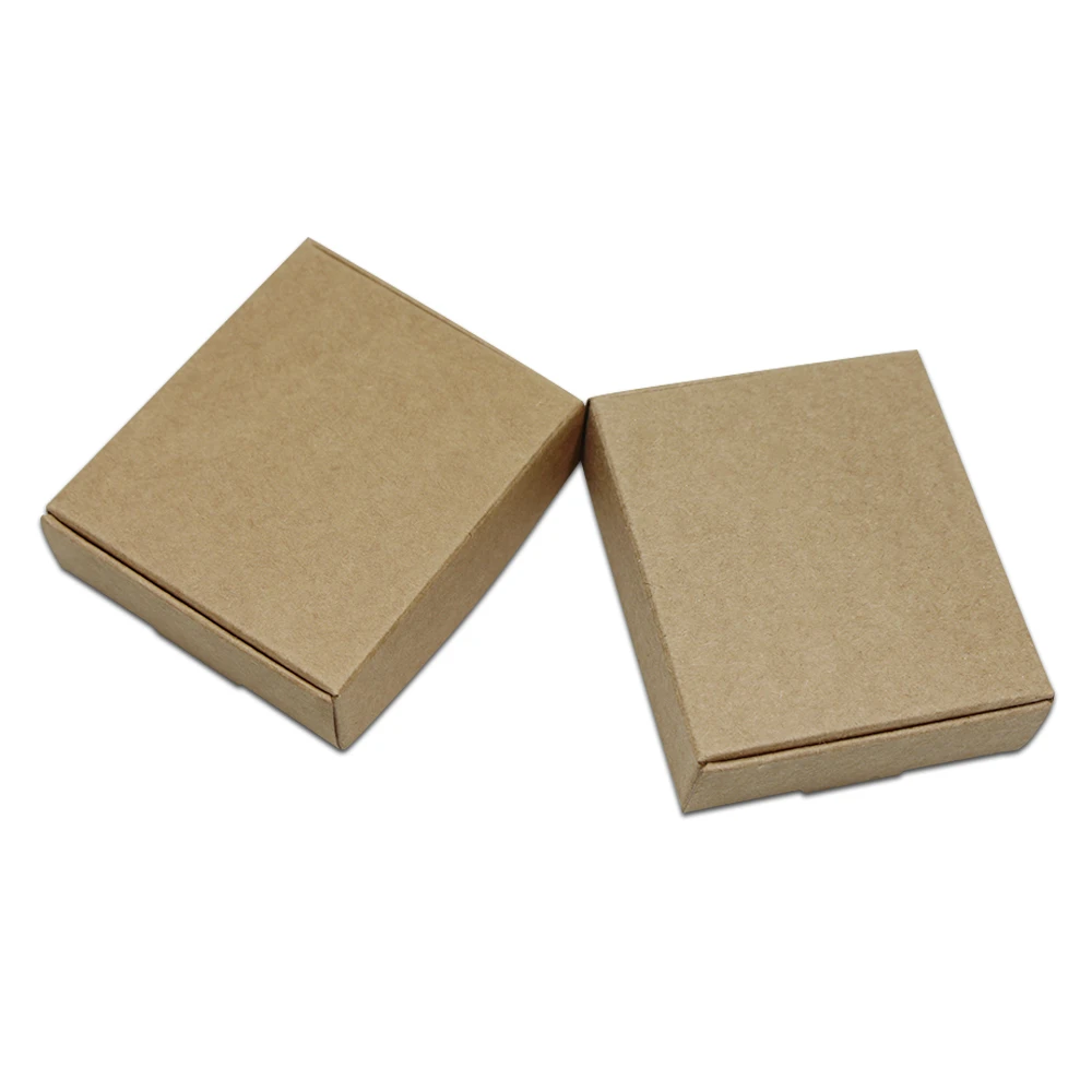 100pcs/ Lot Multi-sizes Kraft Paper Boxes Brown DIY Gift Package Box Foldable Papercard Boxes For Christmas Wedding Decoration