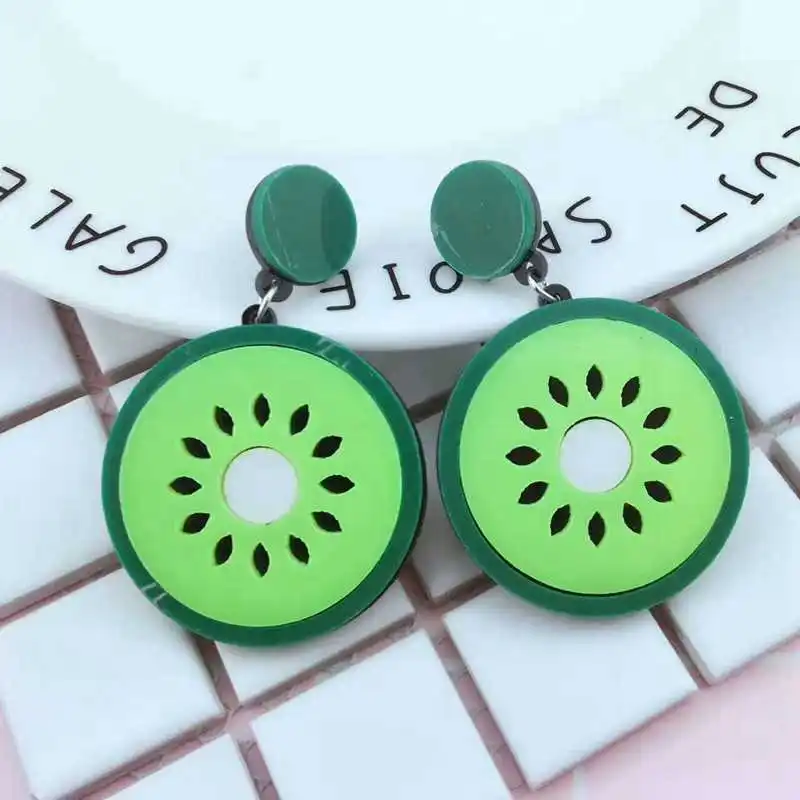 

Night Club Women Personality Jewelry European Fashion Punk Hip Hop Acrylic Fruit Stud Earrings