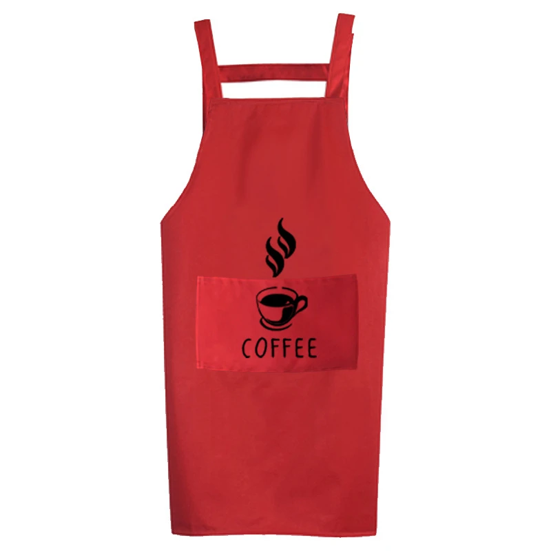 68x74 см водонепроницаемые ремни фартук с карманом кофе печатные фартуки для женщин мужчин дома Кофейня чистящие средства для кухни инструменты - Цвет: Red
