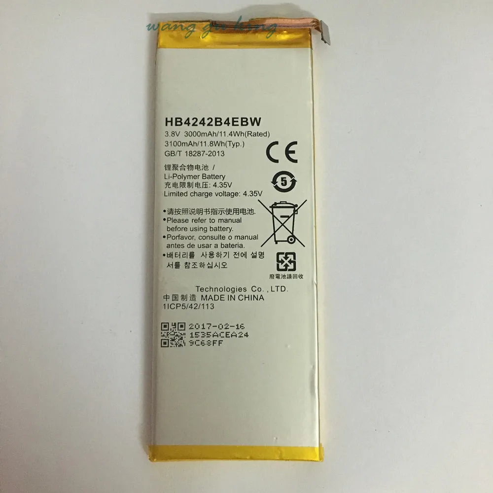 

Original For Huawei HB4242B4EBW Li-ion phone battery For Huawei honor 6 H60-L01 H60-L02 H60-L11 H60-L04 honor 4X 3000mAh