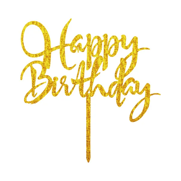 4 Colors Acrylic Happy Birthday Cake Flags Shiny Gold Acrylic Cake Topper For Birthday Party Supplies Hot Sale