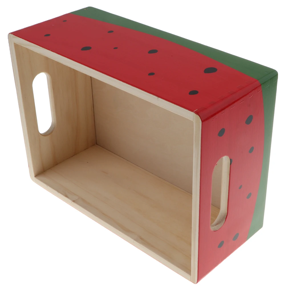 =Wooden Watermelon Storage Box for Ketchup Play Food Kitchen Pretend Play Cooking Props Chef Role Play Preschool Toys