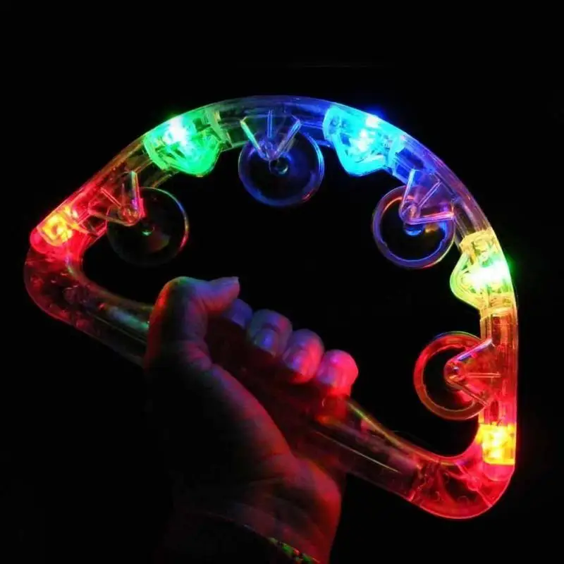 

3 modes LED flashing tambourine toy flash bell toy bar KTV wedding party luminous toy tambourine LED lamp luminous toy bell
