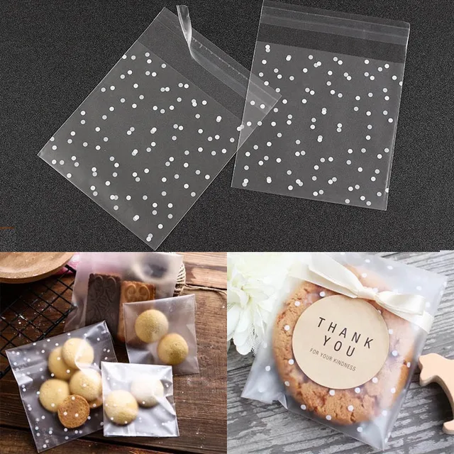 100pcs Plastic Dot Candy Cookie Gift Bag Transpa Cellophane 100pcs Plastic Dot Candy Cookie Gift Bag Transpa Cellophane Polka Bags Diy Self Adhesive Hermetic
