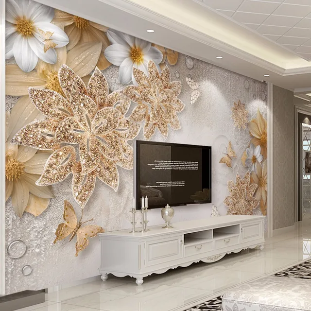 Aangepaste Mural Behang Voor Slaapkamer Muren 3D Luxe Gouden ... Aangepaste Mural Behang Voor Slaapkamer Muren 3D Luxe Gouden ...