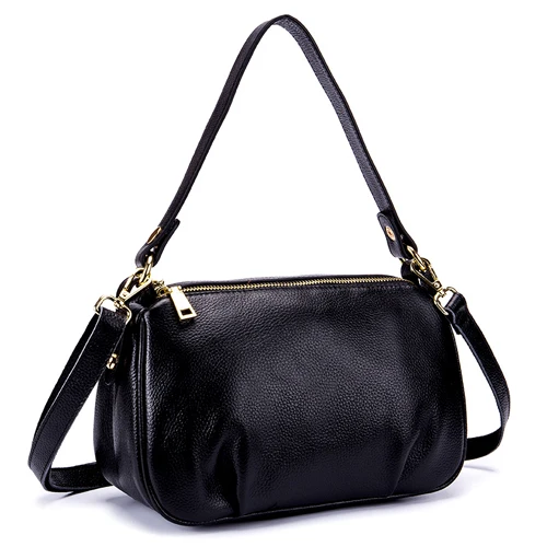 COMFORSKIN Bolsas Feminina, сумка-мессенджер, Гарантированная натуральная женская кожаная сумка, большая Вместительная дорожная сумка на плечо - Цвет: Black