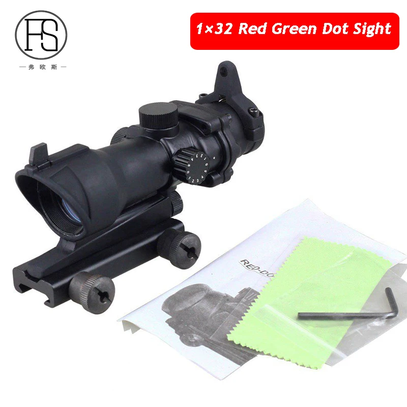 

Outdoor Hunting Accessories Optics Sight Tactical 1x32 Red Green Dot Sight 20mm Rail Rifle Use