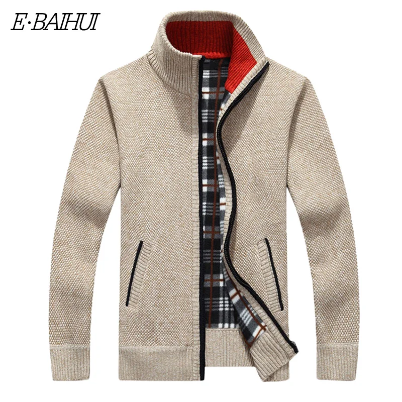 

E-BAIHUI Men's Sweater Autumn Winter Warm Thick Velvet Sweater Jackets Cardigan Coats Male Clothing Casual Knitwear US Size G064