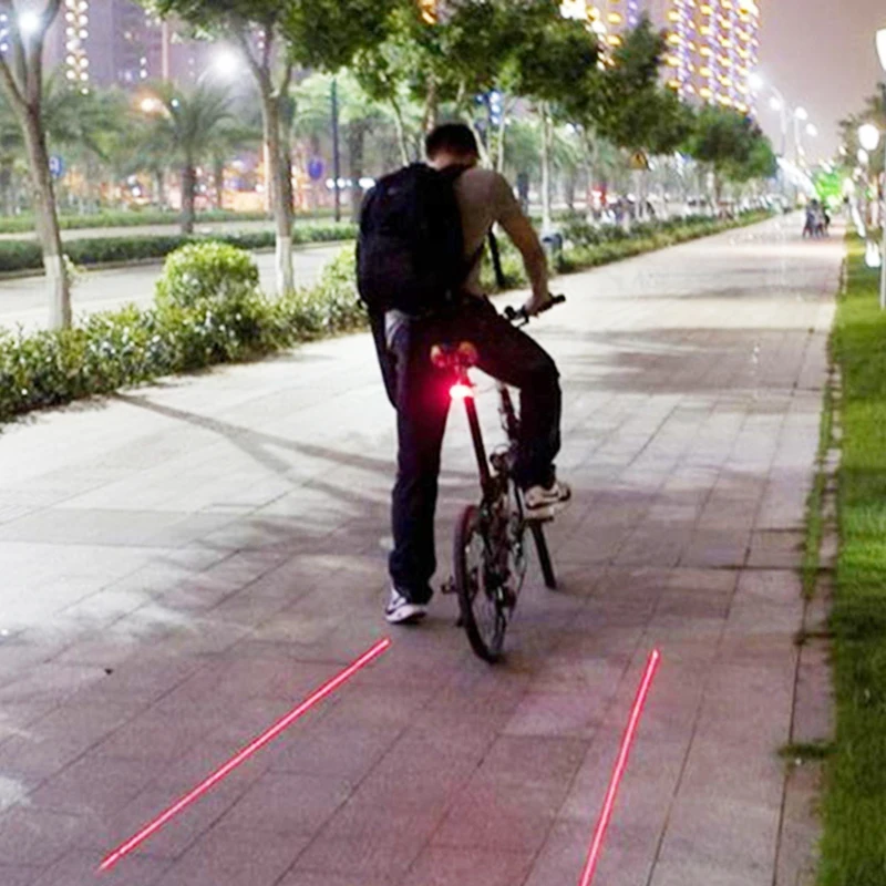 

Cycling Bicycle Bike light 2 Red Laser Projector Beam Lamps and 3 LED Rear Tail Projection Lights Rear Version Bicycle Tail Lamp