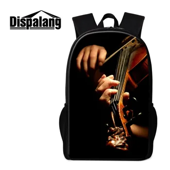 

2018 New School Bag Backpack for Student Casual Style Book Bags for Girl Print Musical Instruments Patterns on Rucksack for Boys