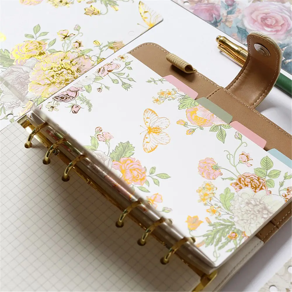 

5pcs A5 Notebook Index Pages Kawaii Diary Planner Notebook Dividers 6 Holes Loose Leaf Spiral Index Labels Journal Accessories