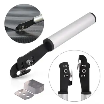 

EHDIS Safety Carbon Fiber Sticker Vinyl Cutter Utility Knife+10pcs Blade Car Vinyl Wrap Film Paper Cutting Tool Back Slitter