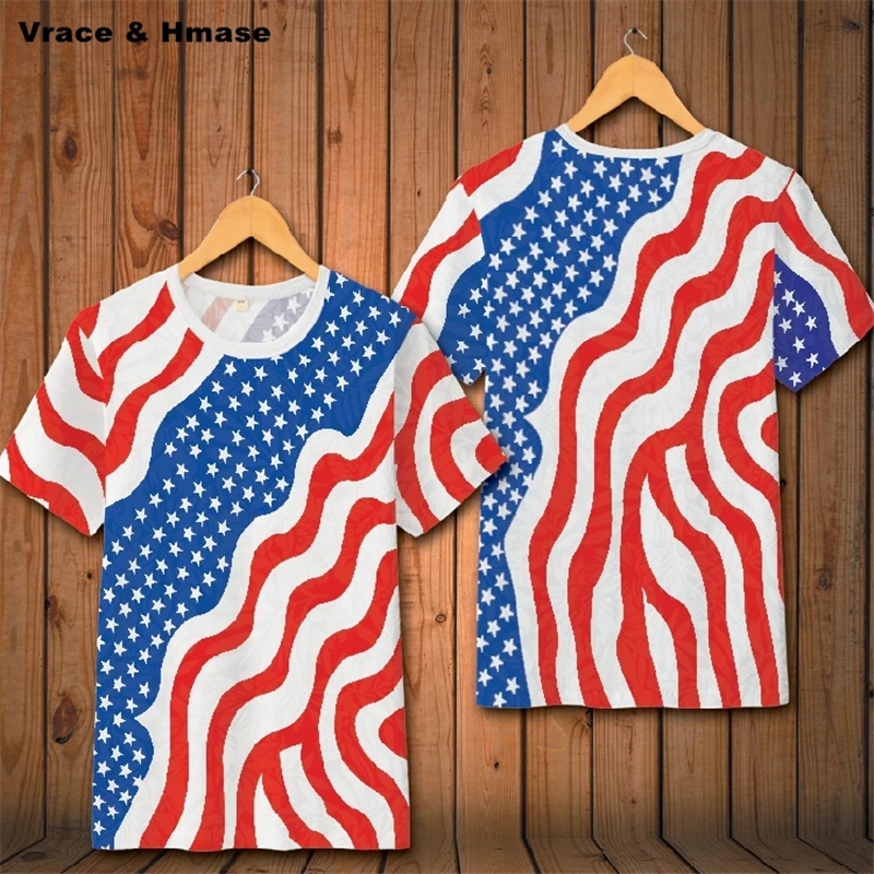 

American style creative stars and stripes printing short sleeve t shirt Summer 2018 New quality soft breathable t shirt menS-6XL