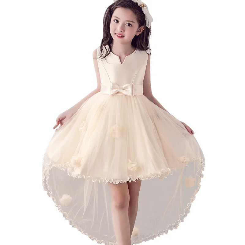

2019 Winter Girls Dress Bowknot Bridesmaid Wedding Dress Kids Dresses For Girls Party Princess Dress Children Clothing 3-12 Year