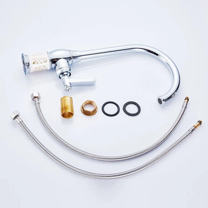 Kitchen Faucet Deck Mounted Oil Rubbed Bronze White Porcelain Body,Black Brass 360 Degree Swivel,Taps Ceramic Kitchens Kitchen Faucet Deck Mounted Oil Rubbed Bronze White Porcelain Body,Black Brass 360 Degree Swivel,Taps Ceramic Kitchens