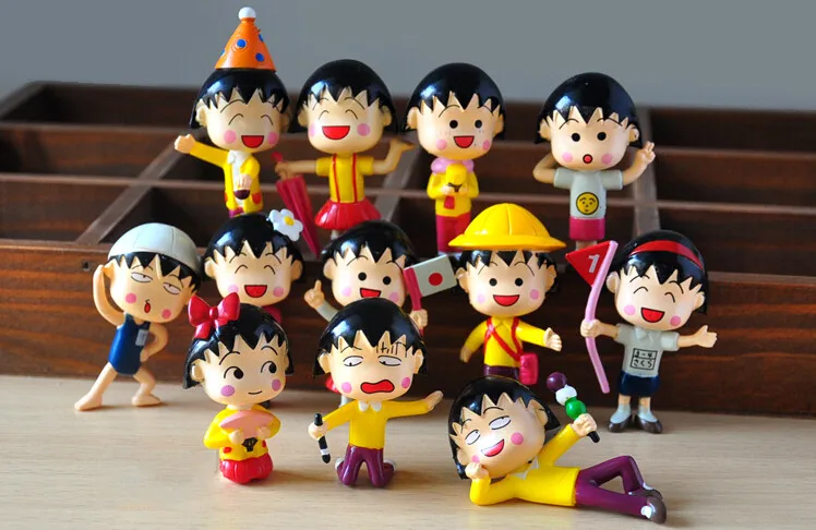 12 шт./лот 5 см Chibi Maruko Чан Фигурки Сакура Момоко Куклы ПВХ Фигура Гараж Комплект Игрушки Brinquedos Аниме