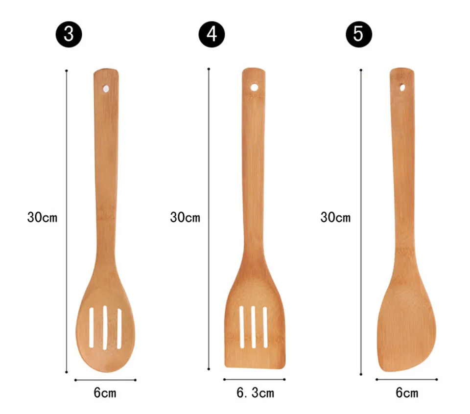 HOUSEEYOU 5 шт. бамбуковые кухонные принадлежности набор инструментов для приготовления пищи натуральный деревянный шпатель лопата с держателем Экологичная кухонная утварь