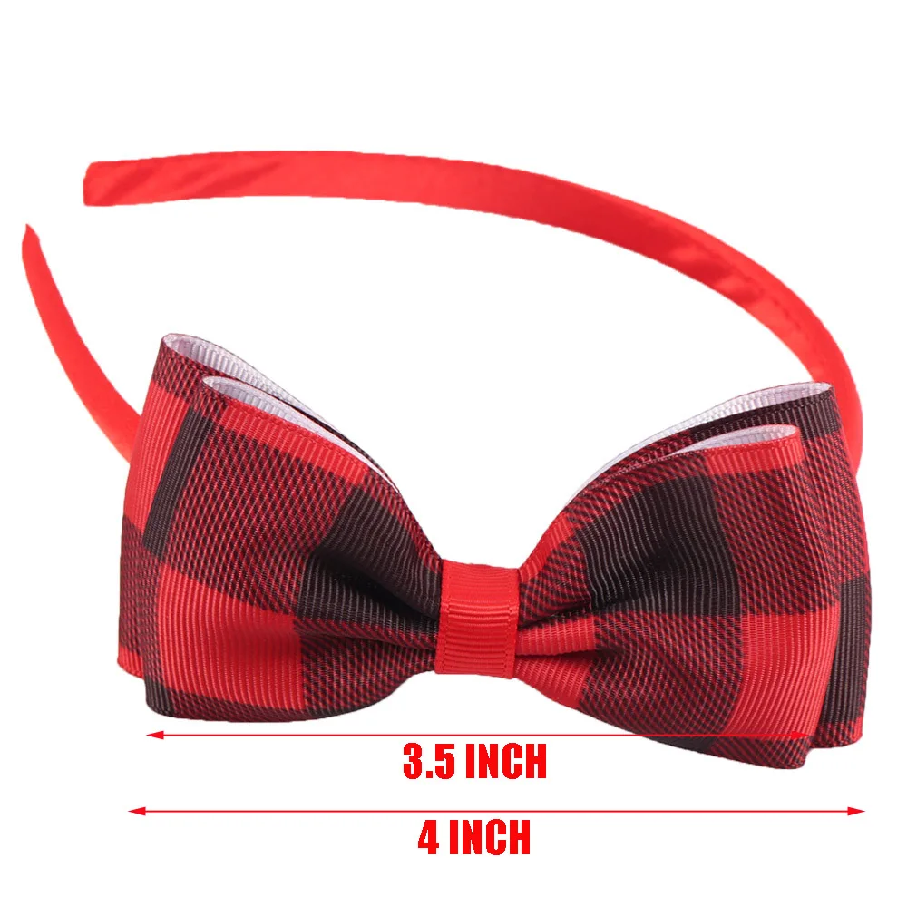 Red Black Plaid Hair Bow Headbands for Girls Grosgrain Ribbon Hairbands Teen Boutique Tiara Girls Hair Accessories
