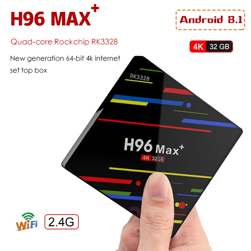 H96 MAX плюс + Android 8,1 ТВ коробка Rockchip RK3328 четырехядерный 4 ГБ Оперативная память 32 ROM Suppot H.265 UHD 4 К 2.4g WiFi телеприставки Media Player