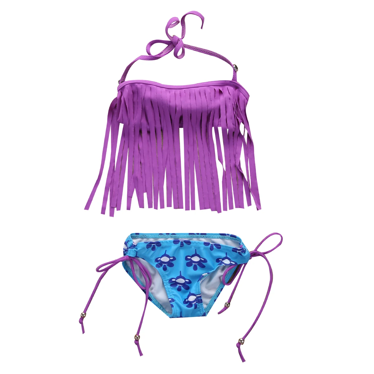 Детские Танкини с кисточками для девочек, Бразильское бикини, бикини пляжная одежда, купальники, купальный костюм, плавательный купальник, детский купальник - Цвет: As photo shows