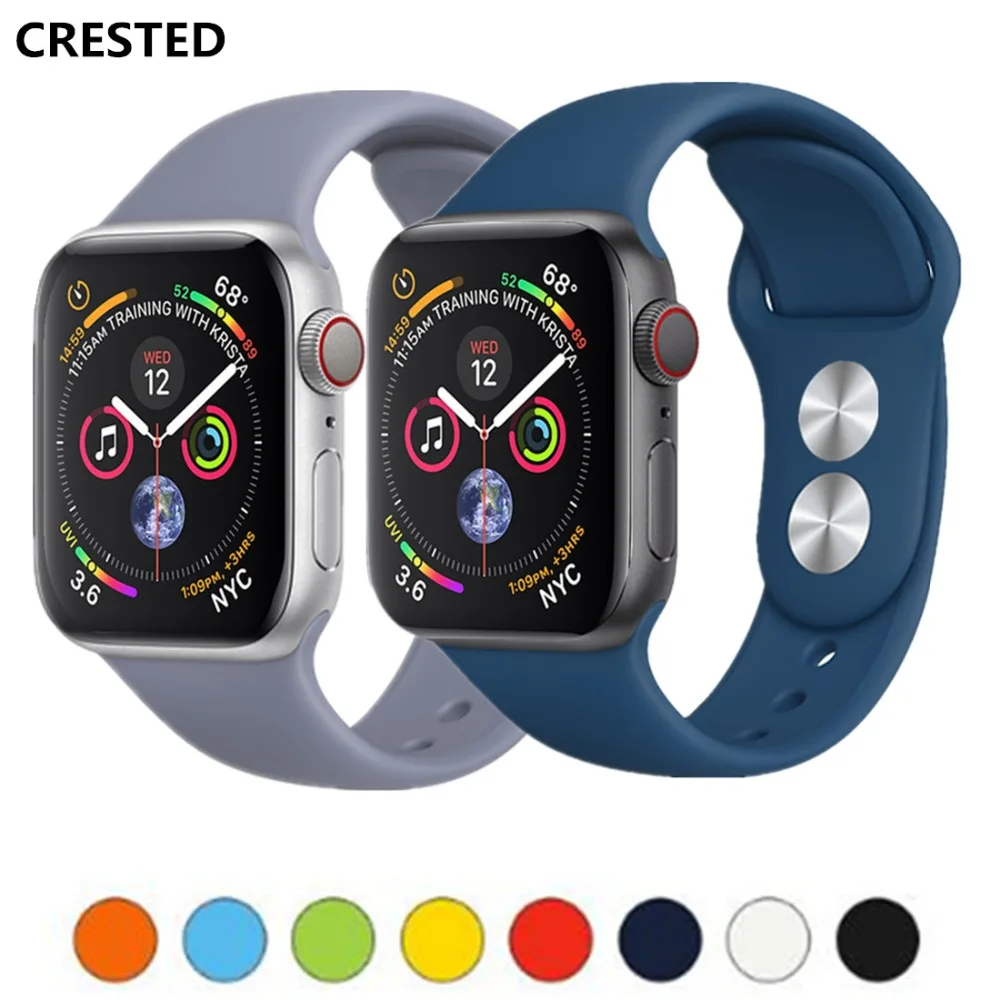 CRESTED Sport strap For Apple Watch band 4 3 42mm/38MM/44mm/40MM iwatch 4 band Silicone wrist bracelet watchband belt series 2/1