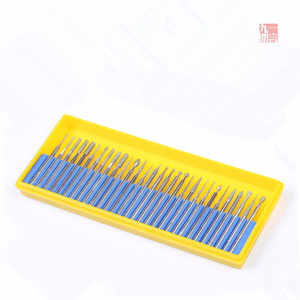 

2set/lot Drill Bit for Rotary Tool Assorted Diamond-Coated Tip abrasive mounted points Bur Burr Set 30pcs/set free shipping