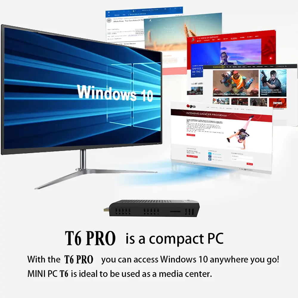 T6 Pro Stick MINI PC ordenador de bolsillo mini Windows 10 con licencia, 4 GB RAM 64 GB ROM Intel Atom x5-Z8350 4 K BT4.0 WiFi USB 3,0 T6 Pro Stick MINI PC ordenador de bolsillo mini Windows 10 con licencia, 4 GB RAM 64 GB ROM Intel Atom x5-Z8350 4 K BT4.0 WiFi USB 3,0