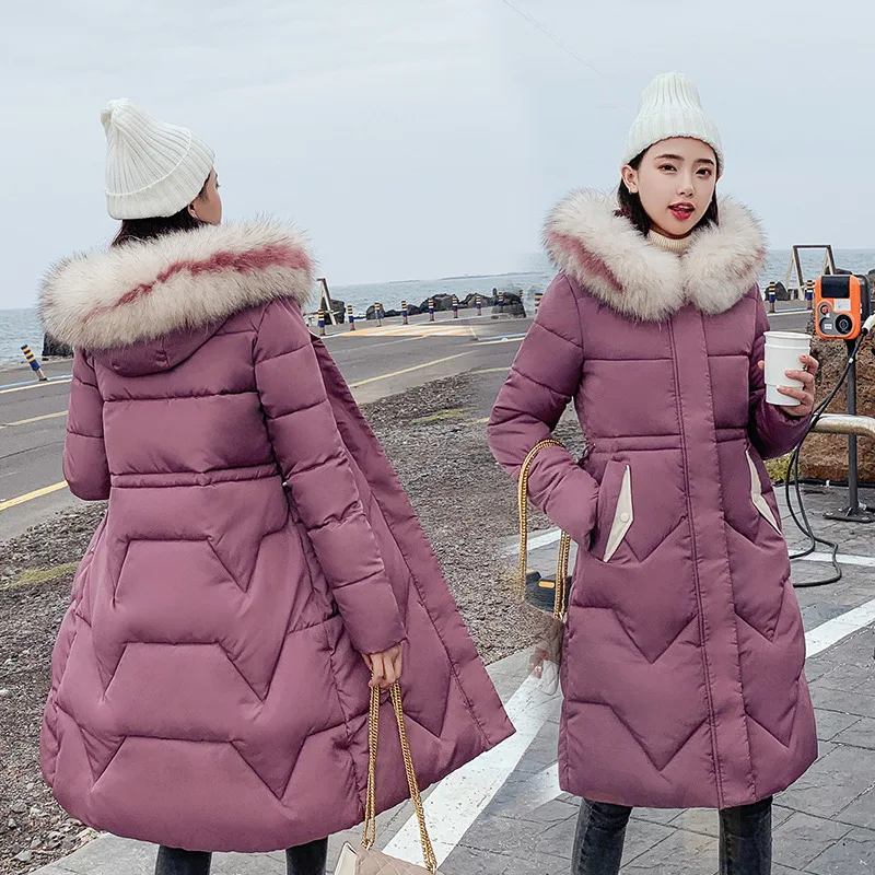 long Parka Down parka women Large collar down jacket medium length knee length jacket and thick jacket 922