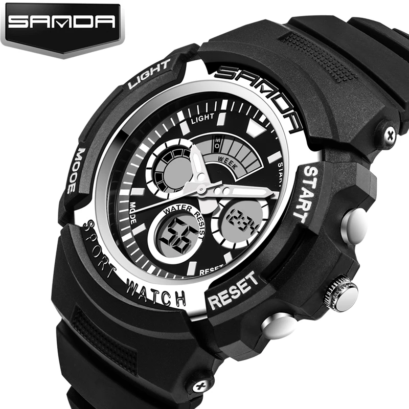 SANDA S SHOCK роскошный бренд унисекс спортивные модные часы цифровой светодиодный наручные часы резиновый ремешок Relogio Masculino