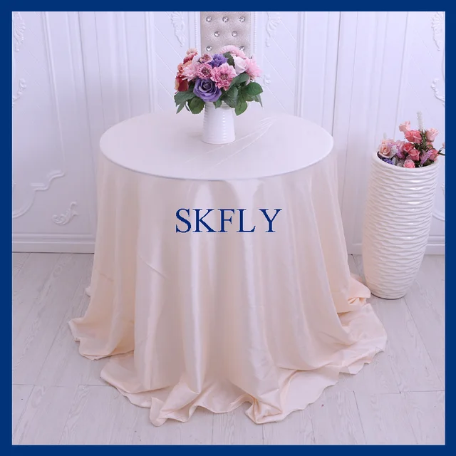 CL016F 90'' round cheap popular blush pink satin tablecloths for