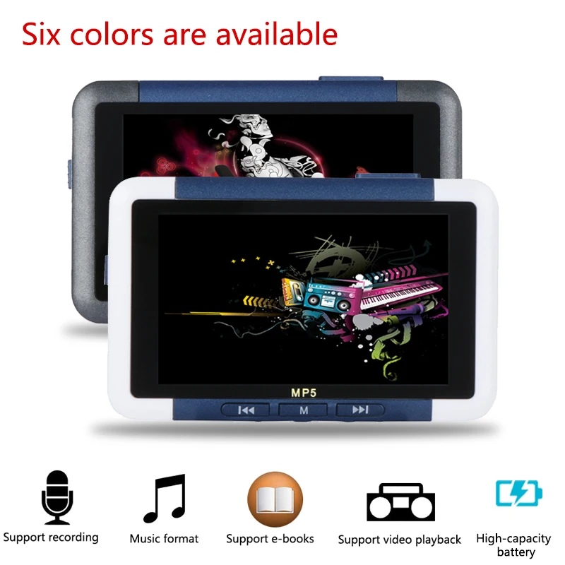 

New 3'' Slim LCD Screen MP5 Player Music Video Player FM Radio Recorder recorder E-book reader MP3 MP4 Player 8GB Music Player