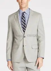 Новые модные Одежда высшего качества 100% шерсть светло-серый лацкан с тупым углом с ручной прошивкой две кнопки двойной Vent мужской костюм