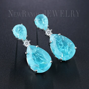 

Newranos Natural Crashed Fusion Stone Stud Earrings 4 Colors Water Drop Crsytal Earrings for Women Fashion Jewelry EFX0041004