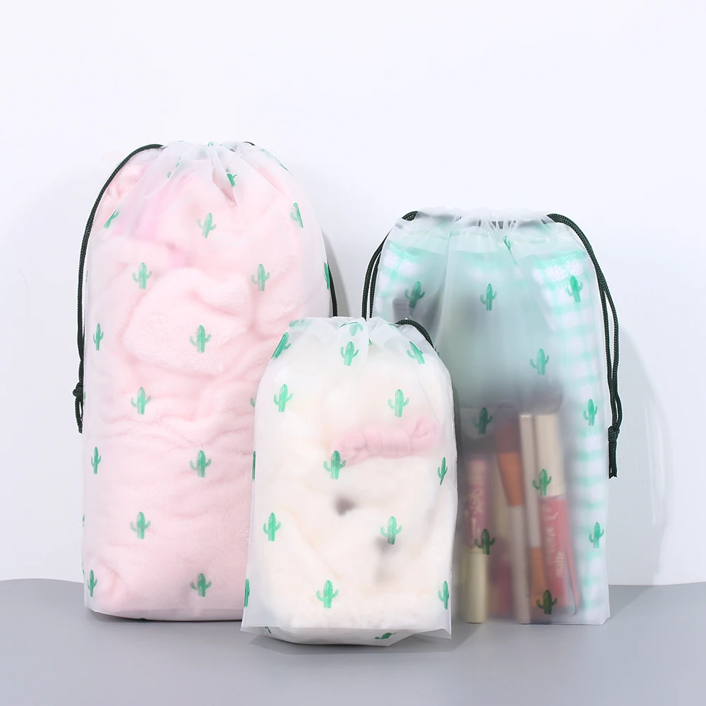 

Cactus Waterproof Cosmetic Box Women Travel Makeup Case Drawstring Makeup Bath Organizer Storage Pouch Toiletry Wash Beauty Box