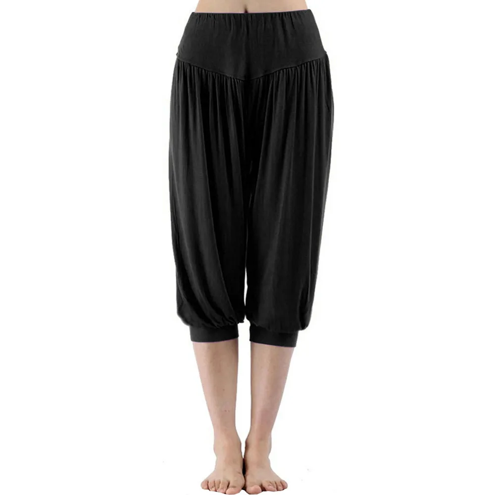 

Summer Sport Leggings Yoga Pants Women Casual Loose Short Pants Fashion Solid Black Women Pants Fitness deportes mujer 2019