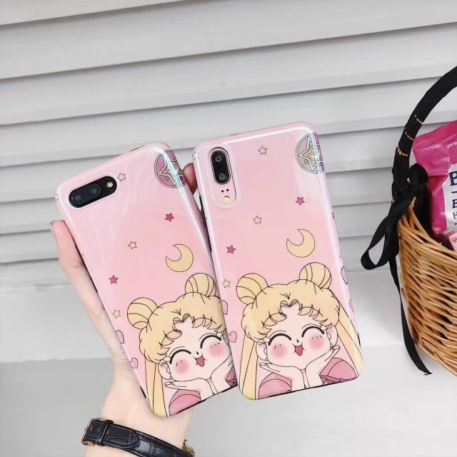 

Anime Kawaii Sailor Moon Patterned Case For Samsung Galaxy S8 S9 NOTE 8 9 S7edge Soft Cover for huawei mate10 20 P20pro nova3
