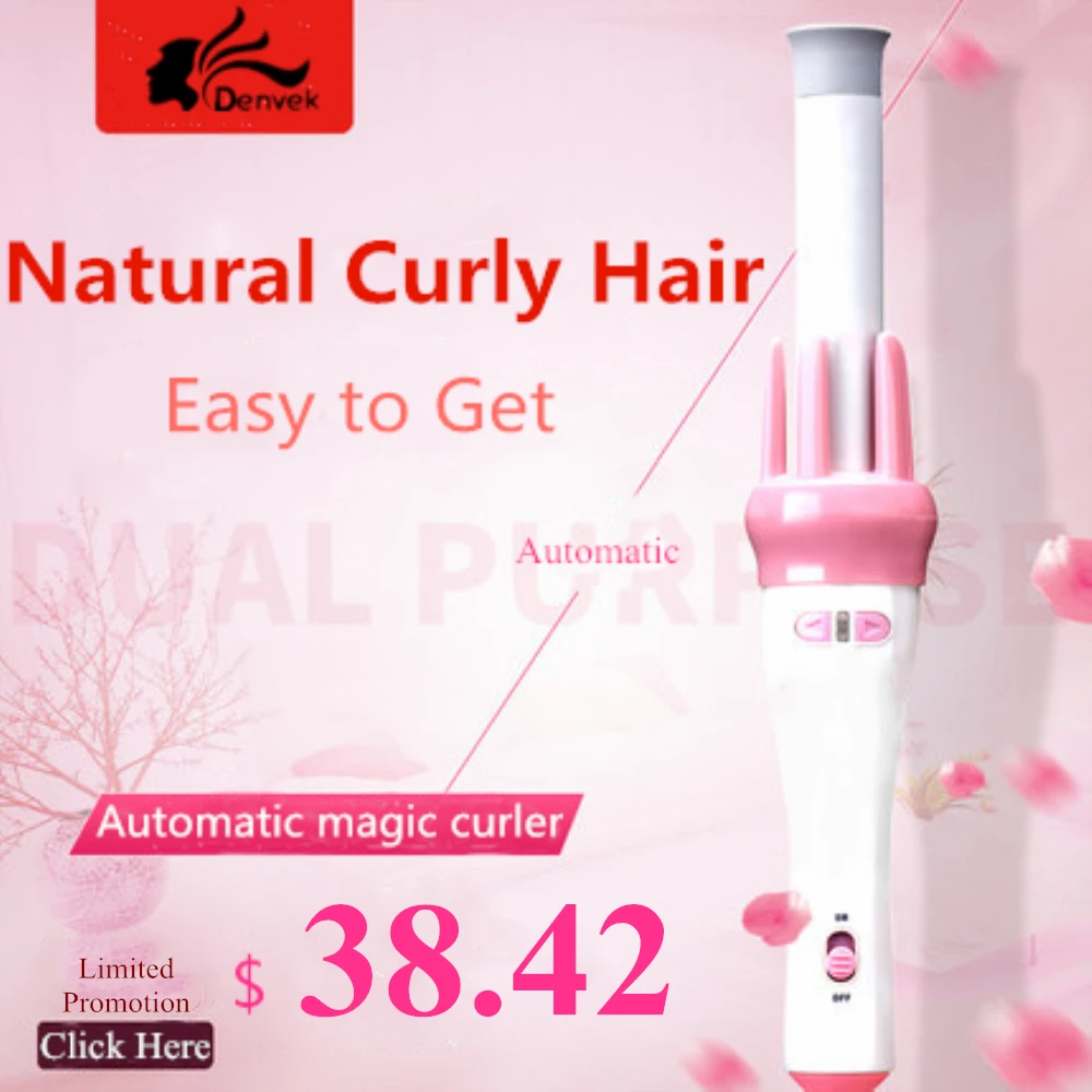 

Automatic Hair Curler Ceramic Tourmaline Curling Iron Magic Hand Heat Up Fast Negative Ions Pink Dual Voltage diy Hairstyle tool