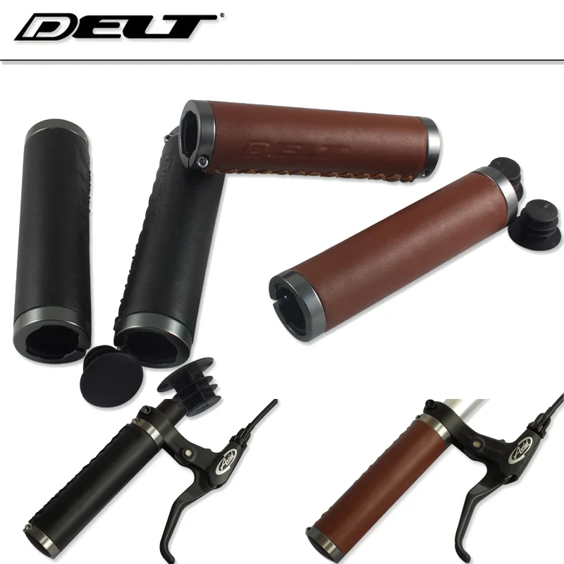 

1pair MTB Mountain Road BMX Cycling DH FR Bicycle bike Leather Grip 22.2 x 130mm Black Brown