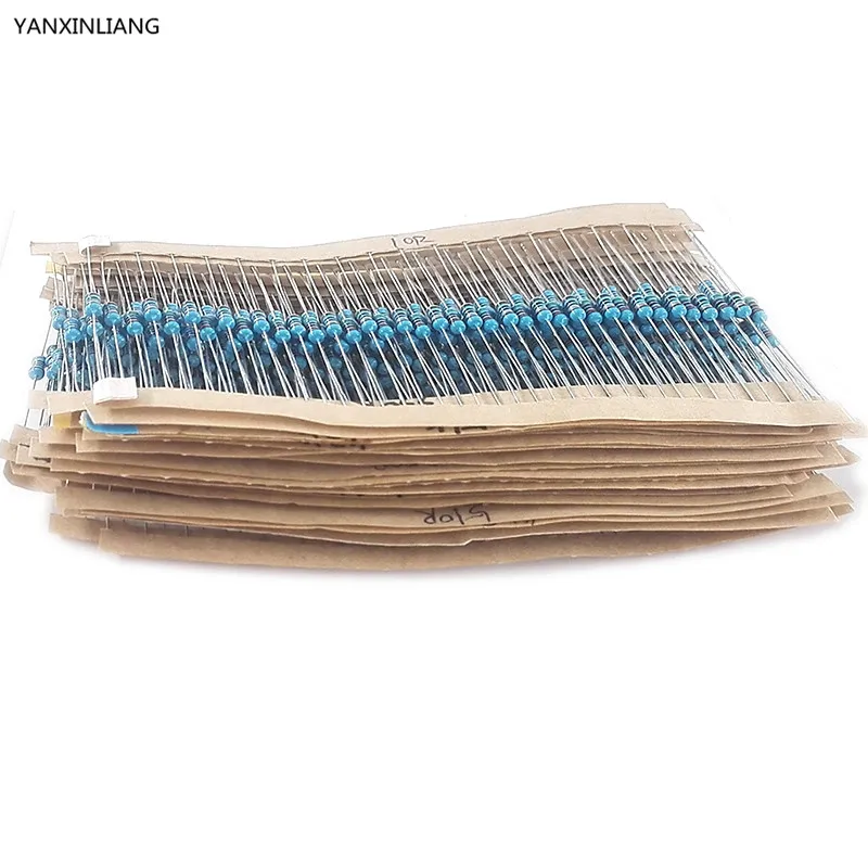 600 шт. набор металлопленочных резисторов 1/4 Вт 1% 20 видов|resistor assorted kit|resistors kit setmetal