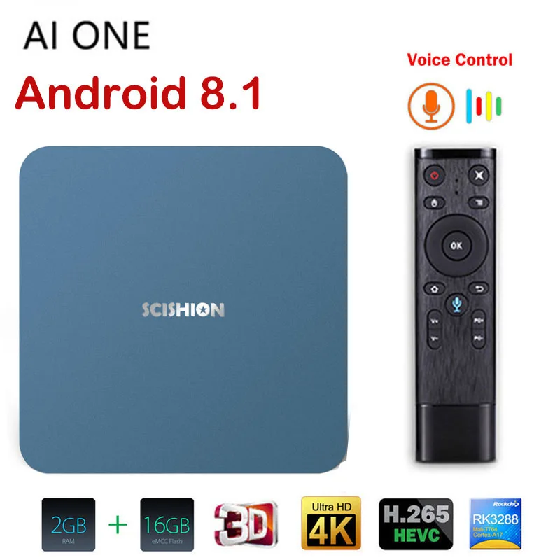 

Android 8.1 TV Box AI ONE 2GB RAM 16GB ROM Set Top Box RK3328 2.4G Wifi Bluetooth 4K USB 3.0 H.265 Poland Smart TV Media Player