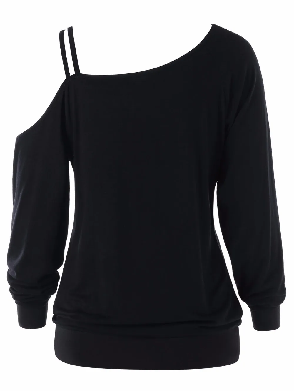 VESTLINDA One Shoulder Wing Print Long Sleeve Top Women Casual T Shirt Ladies Female Black T-Shirt 2018 Fashion Women Clothing 4